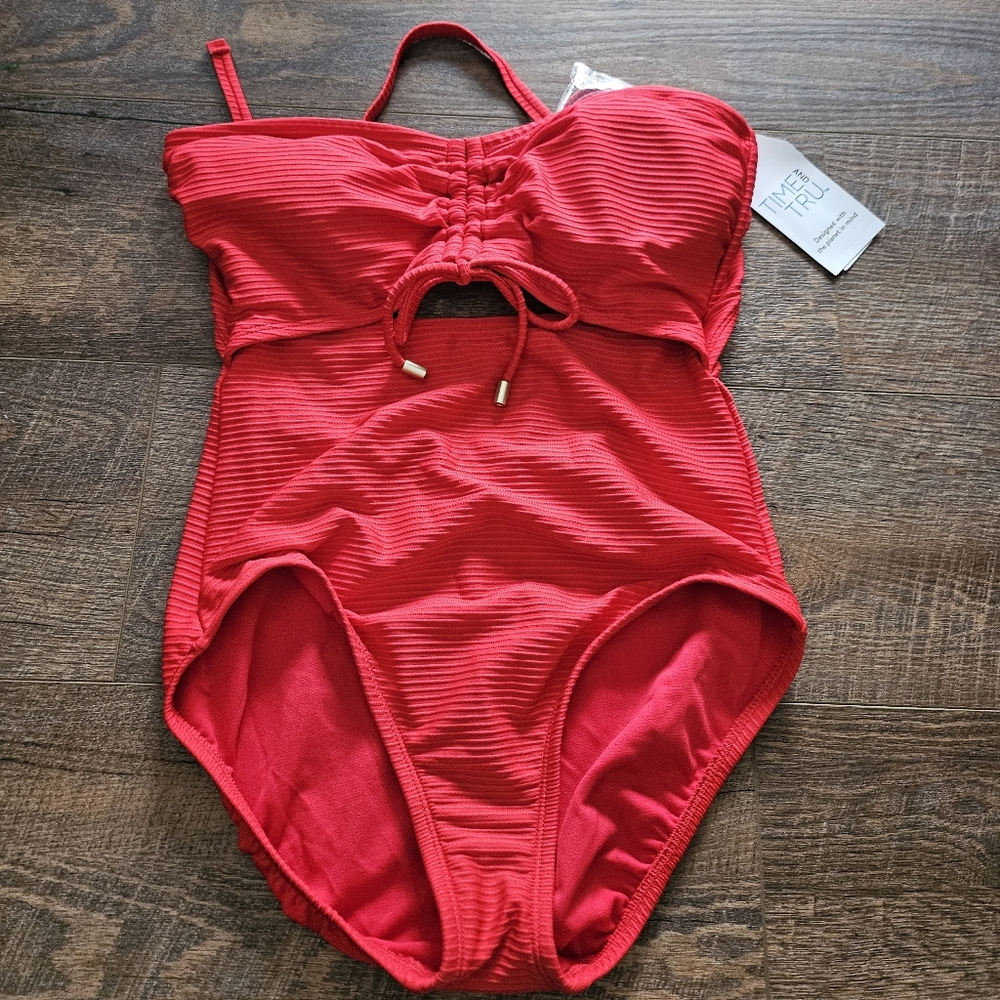 Vibrant Red Women's One Piece Swimsuit Sz M